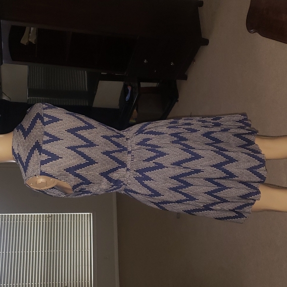 11•1•TYLHO xs chevron polkadot print fit & flare button down shirt dress - Picture 4 of 5